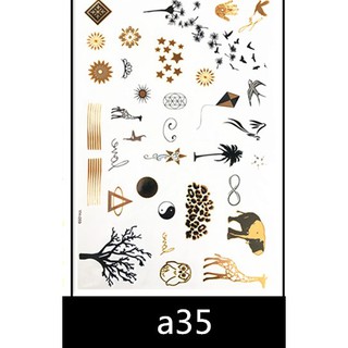 สติ๊กเกอร์ ลายสักโบฮีเมียนสีทอง Gold color Bohemian style Temporary tattoo Tattoo stickers