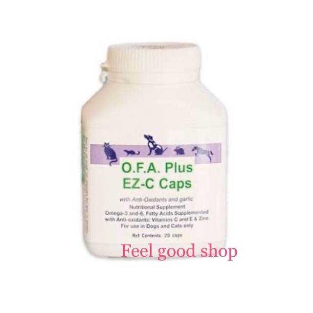 O.F.A. plus EZ-c caps exp. 11/2569  สำหรับสุนัขและแมว น้ำหนักไม่เกิน 14 KG. 20 เม็ด (เขียวม่วง)
