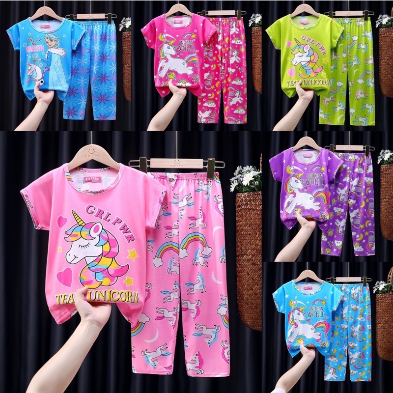 ลด10% โค้ด DDXDECW4 พร้อมส่ง #ชุดนอนเด็กผู้หญิงลายการ์ตูน110cm-130cm นื้อผ้าลื่นใส่สบาย