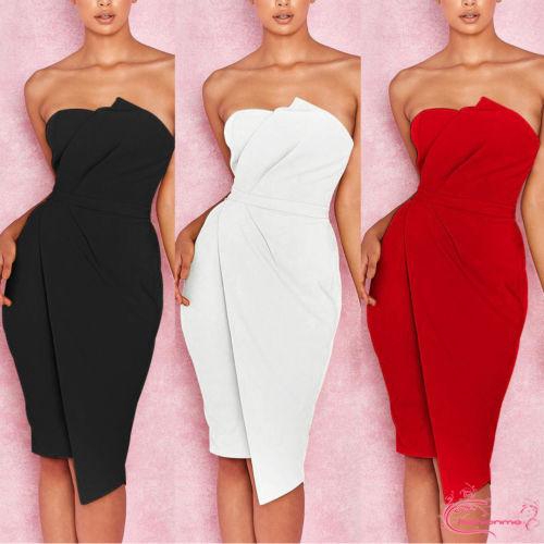 ชุดเดรสยาว พร้อมส่ง ชุดเดรสสั้น Bodycon แขนกุดสำหรับผู้หญิง