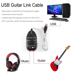 Guitar To USB Interface Cable Link Audio for PC Recording. จัดส่งฟรี