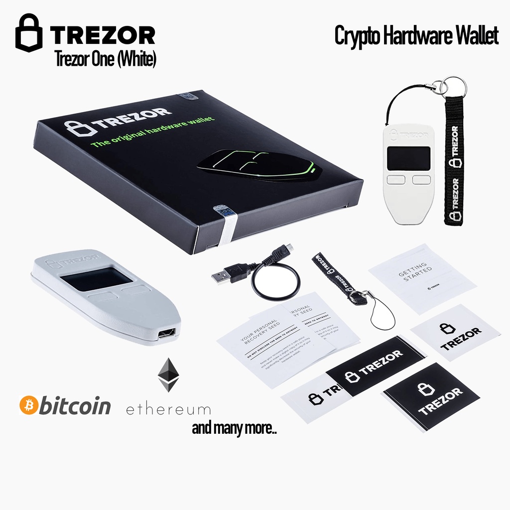 Trezor One สีขาว กระเป๋าฮาร์ดแวร์เก็บ bitcoin hardware wallet for bitcoin and cryptocurrency ของแท้1