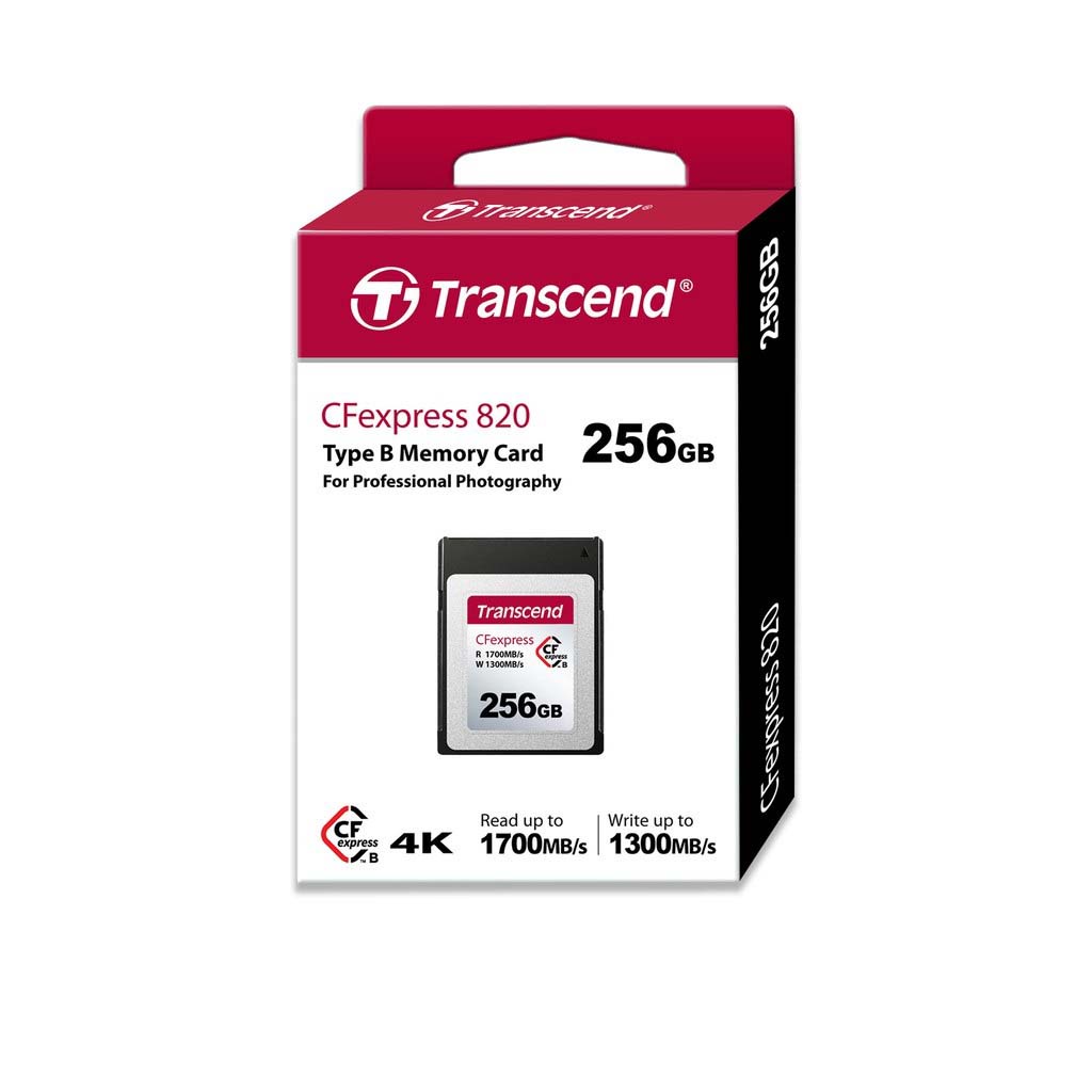 Transcend CFexpress 820 Type B memory cards : 256GB- Transcend รับประกัน 5 ปี- มีใบกำกับภาษี TS256GCFE820