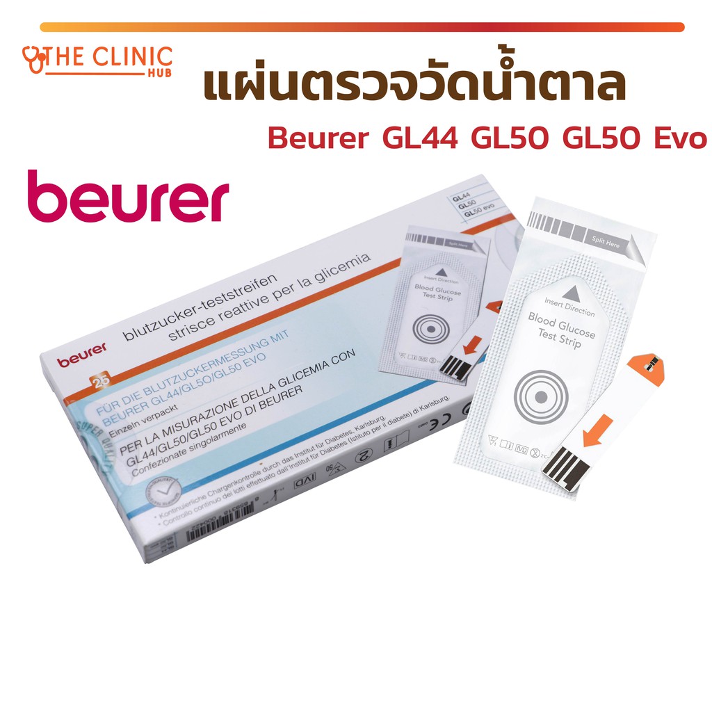 แผ่นตรวจ แผ่นตรวจวัดระดับน้ำตาล Beurer Blood Glucose Test Strip GL 44/GL 50 แถบตรวจวัดระดับน้ำตาลในเลือด