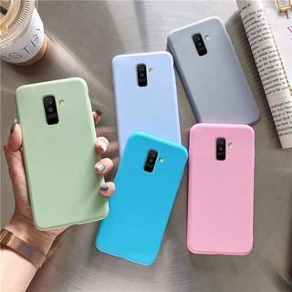 Samsung Galaxy A6 A8 Plus 2018 สีลูกกวาด บาง ด้าน TPU นุ่ม เคส
