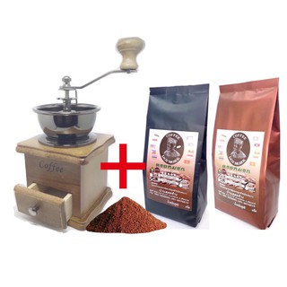 📣ส่งฟรี📣เครื่องบดกาแฟ มือหมุน อย่างดีแบบไม้ Coffee Grinder