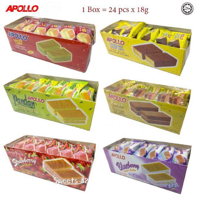 Apollo layer cake เค้กชั้นอพอลโล แพ็ค24 ชิ้น 18g.