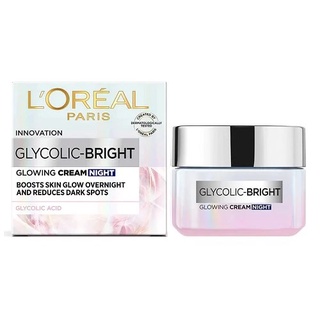 LOreal Glycolic Bright Night Cream 50ml ลอรีอัล ปารีส ไกลโคลิค ไบร์ท อินสแตนท์ โกลว์อิ้ง ไนท์ครีม 50มล