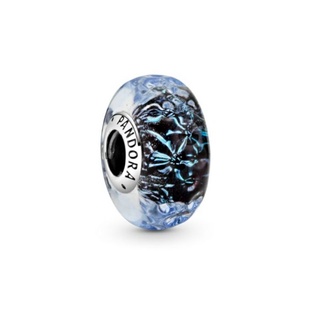 (พร้อมส่ง)*New*Pandora Wavy Dark Blue Murano Glass Ocean Charm