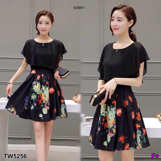 TwinsShopVip💗พร้อมส่ง TW5256 Dress เดรสแขนกุดลายดอก