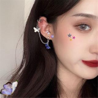 Xijing - ต่างหู จี้ผีเสื้อ สีฟ้า 1 ชิ้น สำหรับผู้หญิง