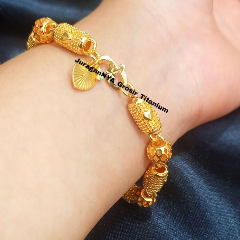 E68m TITANIUM THREADED LOVE BALL BRACELET + LATEST 23K GOLD PLATED ANTI RUSTED