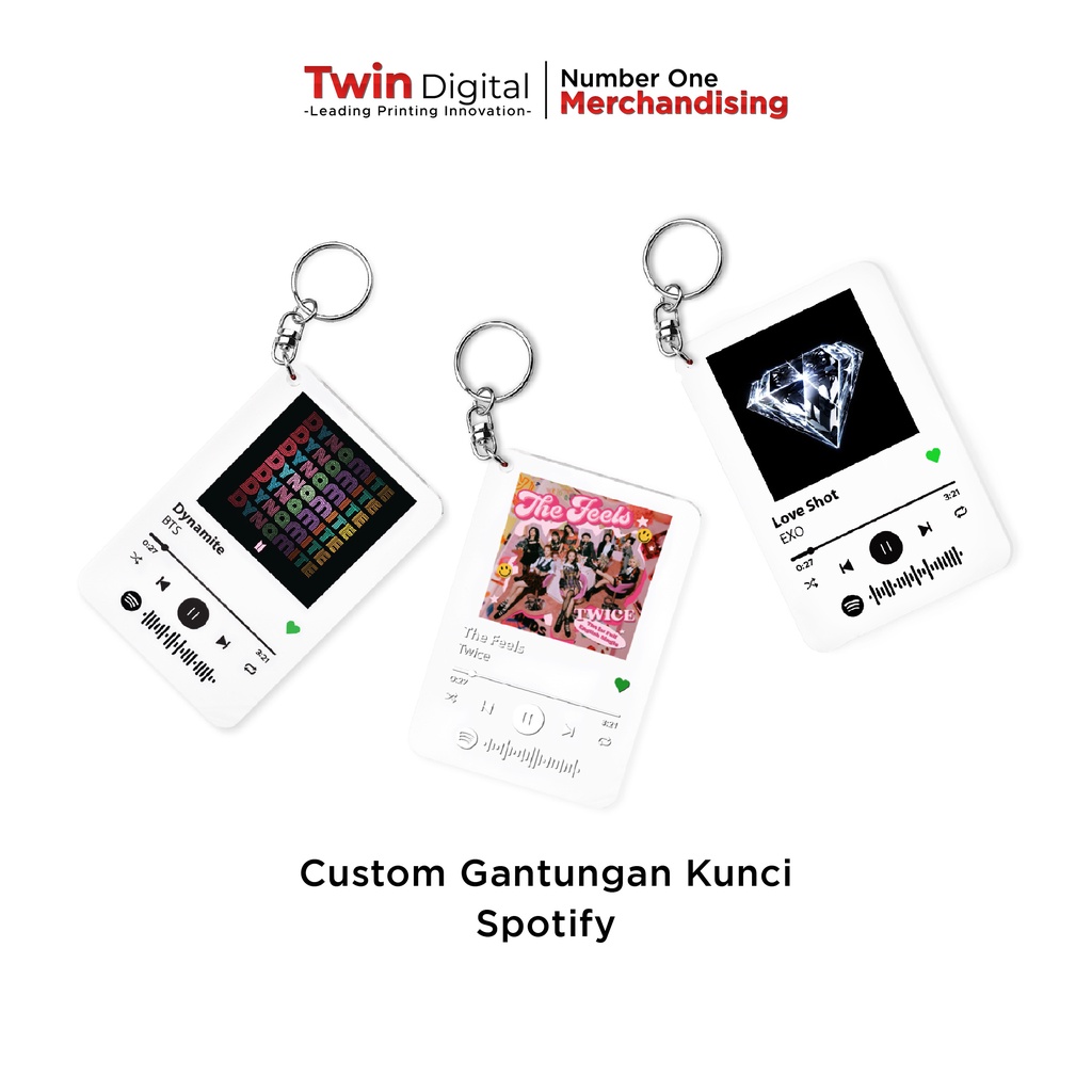 GANTUNGAN TWINDIGITAL ACRYLIC KEYCHAIN SPOTIFY SONG ALBUM CUSTOM UV PRINT - PICTURE KEYCHAIN