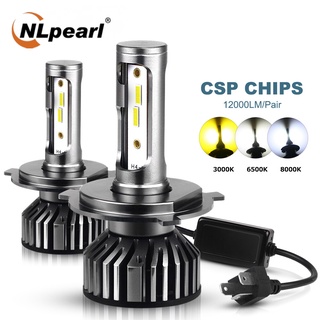 Nlpearl หลอดไฟหน้ารถยนต์ 12000LM 3 สี 110W H4 Led Hi Lo H7 H8 H11 Led Canbus 9006 HB4 9005 HB3 Hir2 H3 H1 Led CSP