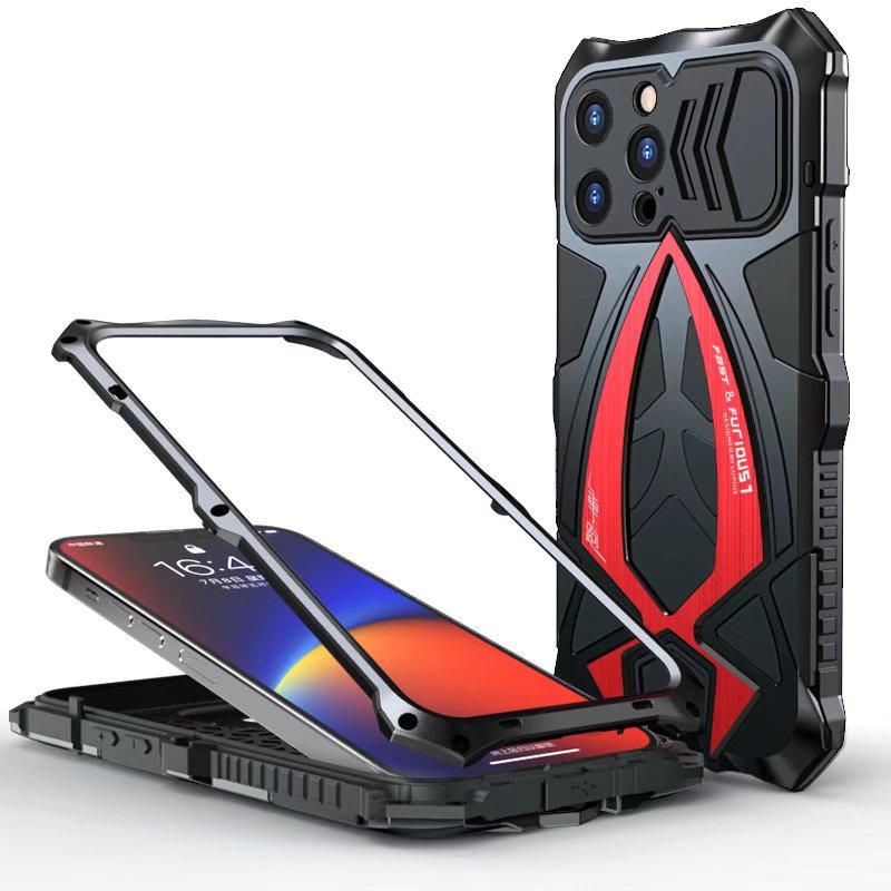 360 กันกระแทกโลหะกรณีเข้ากันได้สําหรับiPhone 16 13 17 Pro MAX 13 Mini 12 15 14 Pro 11 8 7 Plusเคสโทรศัพท์11 Pro MAXอลูมิเนียมกันชนHybridยางShock Armor Cover