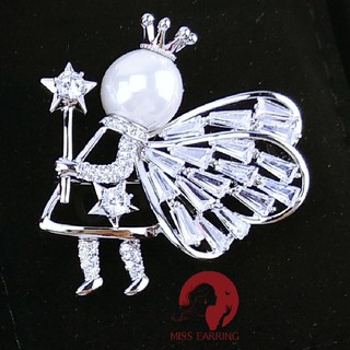 Miss Earring เข็มกลัดนางฟ้า เพชร CZ Magic Angel สีเงิน