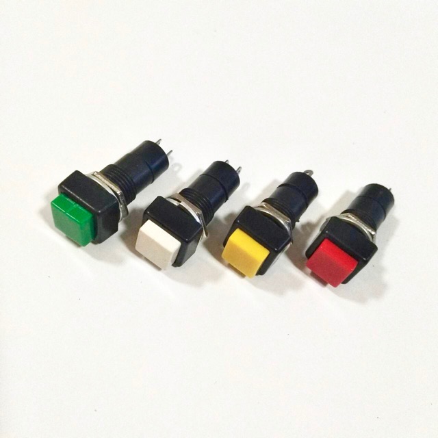 PBS-11A สวิทช์กดติด-กดดับ / กดติด-ปล่อยดับ หัวกลม 2 ขา 220V ขนาด 12 มม. (5 ตัว)