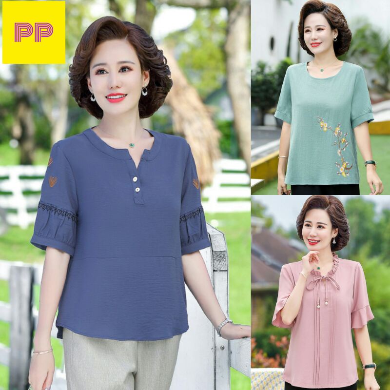 💮พร้อมส่งถูกชัวร์🎌👚️เสื้อคุณผู้หญิงใส่ออกงานลำลอง👚เสื้อคุณแม่น่ารักแขนตุ๊กตาแขนระบายแขนสั้น👚เสื้อคุณ