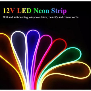 ไฟสายยางนีออนเฟค ยาว5เมตร  Neon flexible Strip light นุ่มยืดหยุ่นนีออนแถบไฟLed 12Vกันน้ำIP67ป้ายนีออนLed