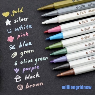 [milliongridnew 0520] ชุดปากกามาร์กเกอร์ สีเมทัลลิก DIY 10 ชิ้น