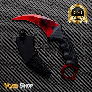 Karambit Knife มีดพก มีดคารัมบิต มีดเดินป่า มีดใบตาย มีดควง สีแดง 3มิติ