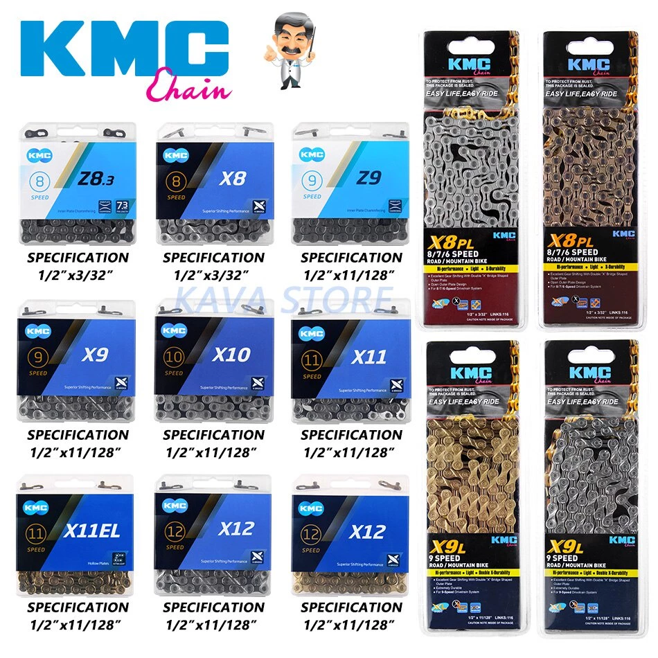 Kmc โซ่ X8 X9 X10 X11 X12 HV408 Z8.3 X8PL Z9 X9L X11EL จักรยาน 116L/118L/126Links MTB/Road จักรยานกล่องจักรยาน Part