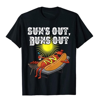 เสื้อยืดผ้าฝ้าย เสื้อยืด ผ้าฝ้าย พิมพ์ลาย Suns Out Hot Dog Buns Out เหมาะกับใส่อาหาร สไตล์ยุโรป สําหรับผู้ชาย