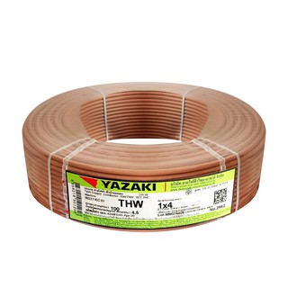 THW power cord ELECTRIC WIRE THW YAZAKI 1X4SQ.MM 100M BROWN Power cable Electrical work สายไฟ THW สายไฟ THW YAZAKI 1x4 ต