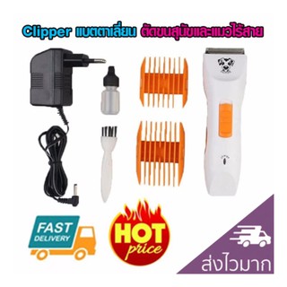Clipper แบตตาเลี่ยนตัดขนสุนัขและแมวไร้สาย รุ่น BZ-806 ใบมีดสแตนเลศ (สีส้ม)