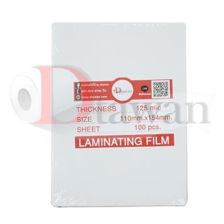 DTawan พลาสติกเคลือบบัตร ขนาด A6 (110mm.x154mm) 100 แผ่น ความหนา 125mic กาวเหนียวพิเศษ ไม่หลุดลอกง่าย