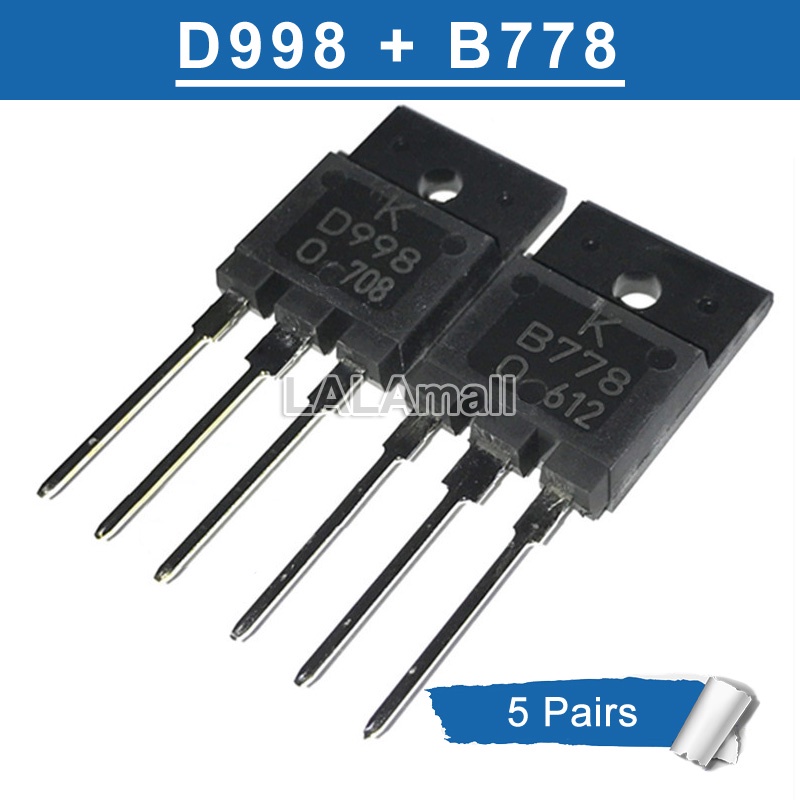 5 คู่ (5 ชิ้น B778 + 5 ชิ้น D998 ) TO-3PF 2SB778 + 2SD998 KB778 KD998 KTB778 KTD998 10A 120V 80W , ใ