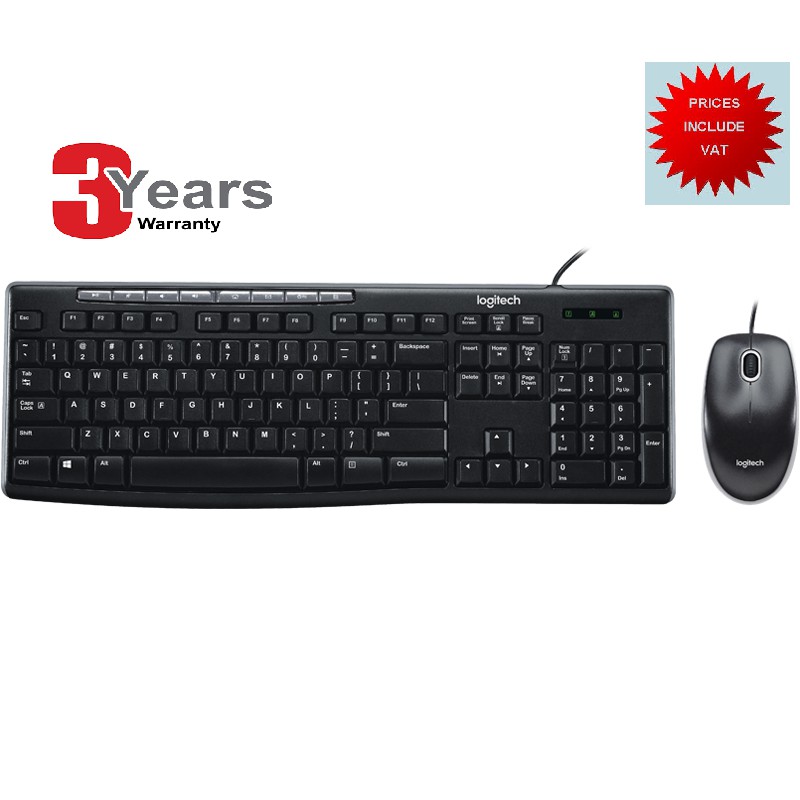 KEYBOARD + MOUSE (คีย์บอร์ดและเม้าส์) LOGITECH MEDIA DESKTOP MK200 USB(ENG/THAI) - รับประกัน 3 ปี