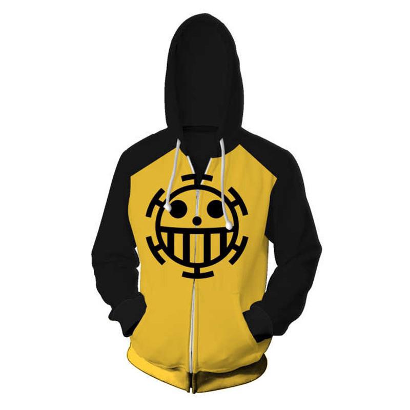 3D One Piece Trafalgar D กฎหมายน้ำพิมพ์เสื้อแฟชั่นผู้ชายของ Hoodie