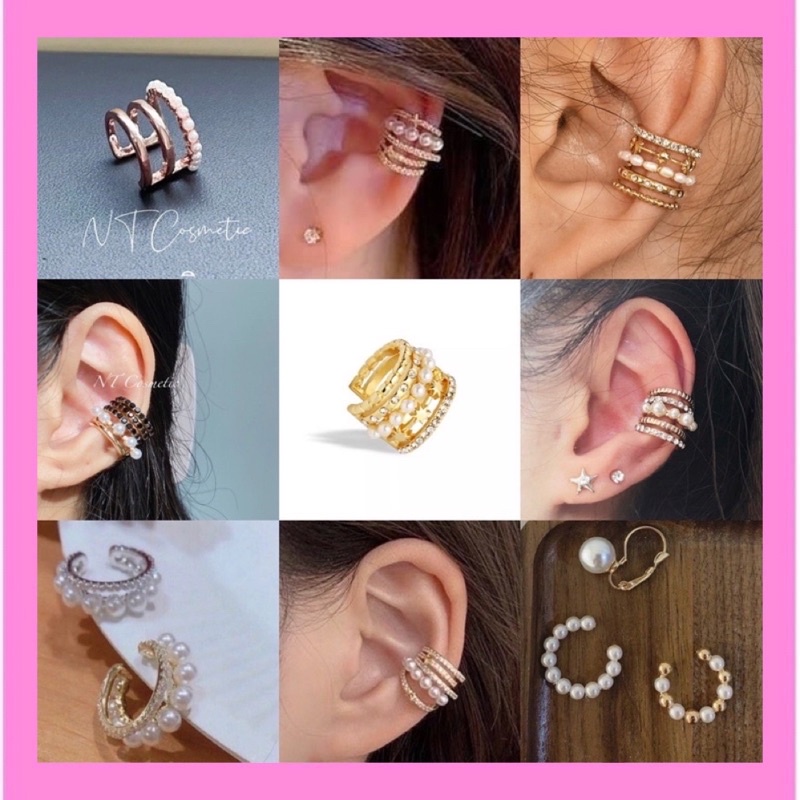 ear cuff NT งานไข่มุก ต่างหู เกี่ยวหู ต่างหนูหนีบ เกาหลีมาก ไม่ต้องเจาะหู ต่างหูเกี่ยว สไตล์เกาหลี