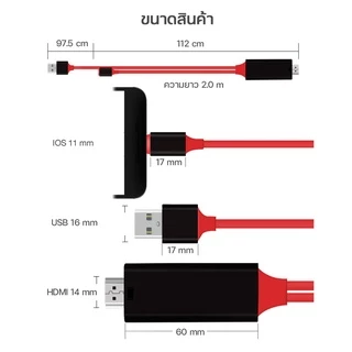 HDTV for IOS สาย for IOS To HDMI TV มือถือ เชื่อมต่อกับทีวี for IOS แท้1080P #A-036