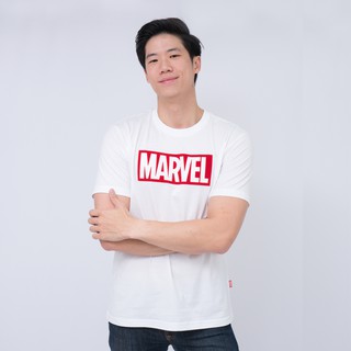 เสื้อยืดใหม่Marvel Men Logo T-Shirt Flock Print - เสื้อมาร์เวลผู้ชายพิมพ์กำมะหยี่ สินค้าลิขสิทธ์แท้100% characters studi