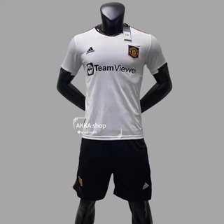 Man United Jersey 22/23 Away Jersi เสื้อฟุตบอลผู้ชาย2022 MU Football Kit Ronaldo Rashford (เสื้อ + กางเกง)