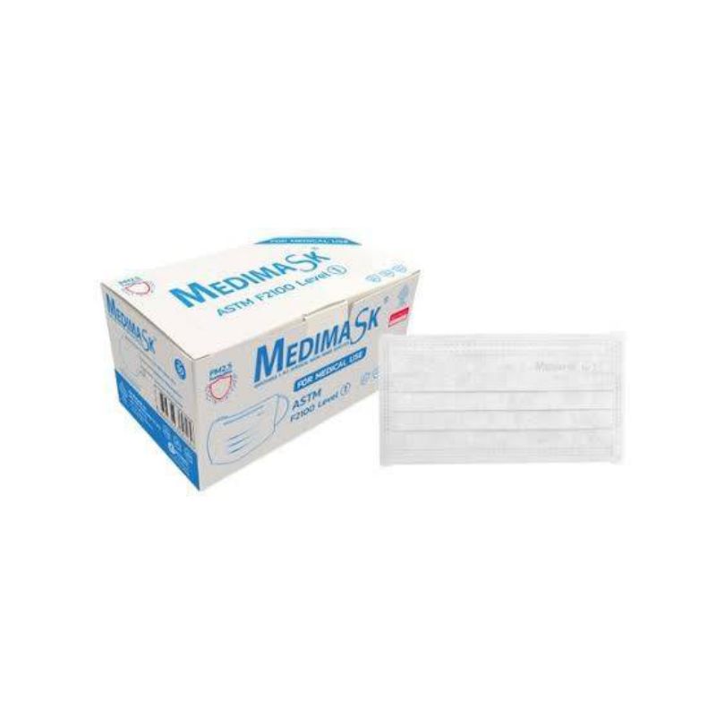 หน้ากากอนามัย Medimask สีขาว  กล่องละ50ชิ้น
