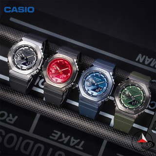 【พร้อมส่ง】Casio G-shock GM-2100 Series นาฬิกาข้อมือสปอร์ต สายสแตนเลส สีเงิน สีแดง สีเขียว สีขาว สําหรับผู้ชาย