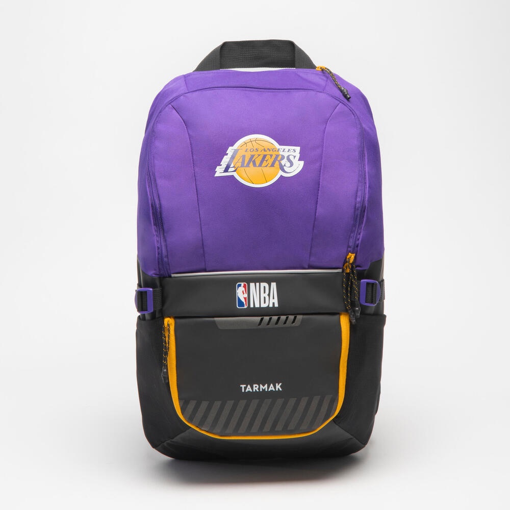 เป้สะพายหลัง ขนาด 25 ลิตร กระเป๋าบาสเก็ตบอล (สีม่วงลายบาสเก็ตบอล NBA ทีม Lakers) TARMAK Backpack 25L