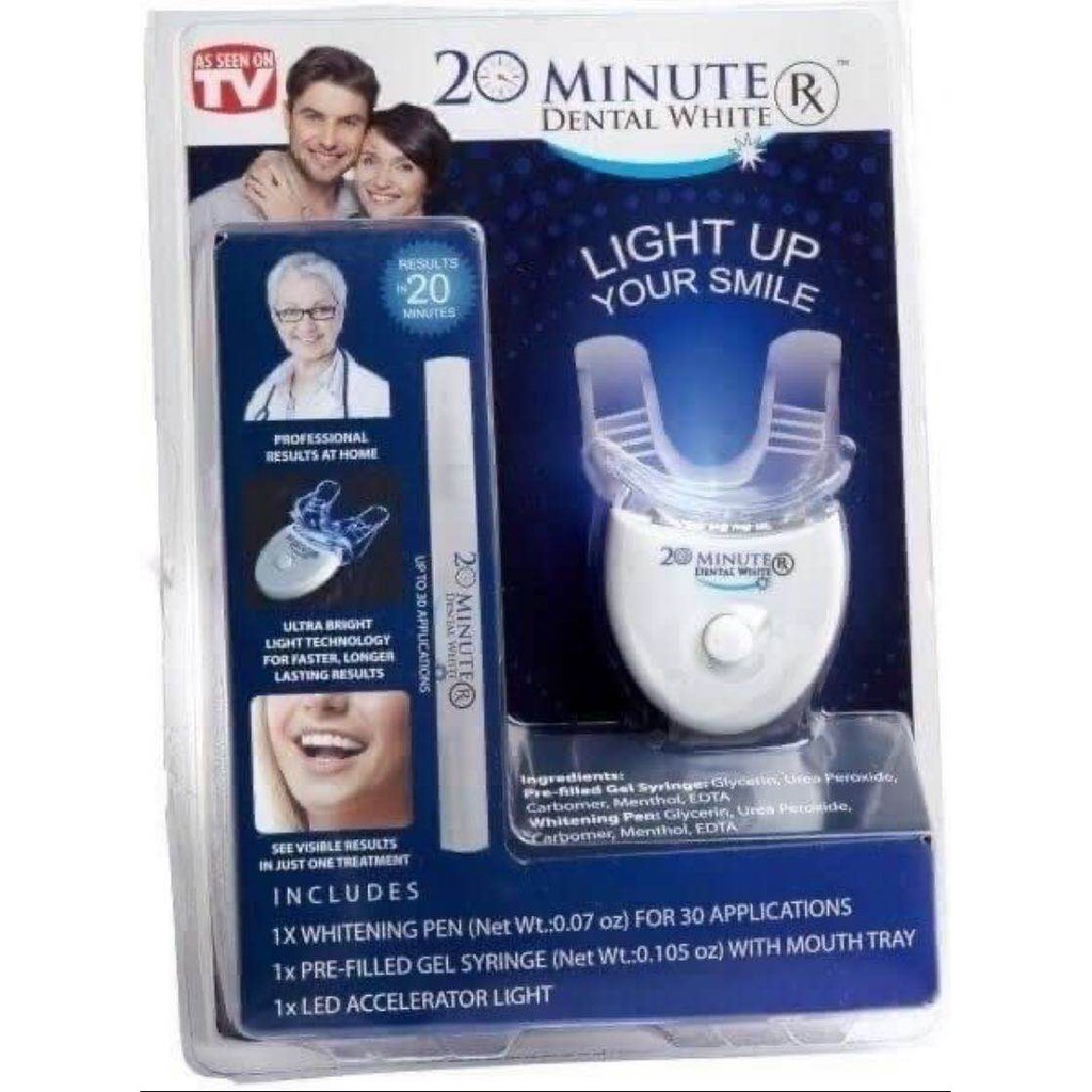 ฟอกฟัน ชุดฟอกสีฟัน อุปกรณ์ฟอกสีฟัน เครื่องฟอกสีฟันขาว 20 MINUTE DENTAL WHITE