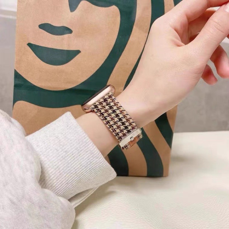 สาย Watch 10 สาย watch 9 8 ultra 7 1/2/3/4/5/6 SE 38/40/42/44mm 41mm/45/46/49mm สายนาฬิกา สายหนัง+ผ้าสาย