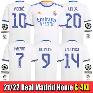 เสื้อกีฬาแขนสั้น ลายทีมฟุตบอล Real Madrid Home ไซซ์ S-4XL 2021-2022 21/22