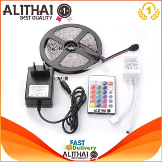 Alithai ไฟเส้น ไฟแถบ 5M Flexible LED Strip Light Kit แบบไม่กันน้ำ SMD 3528 RGB Color Changing พร้อม รีโมทคอนโทรลเลอร์