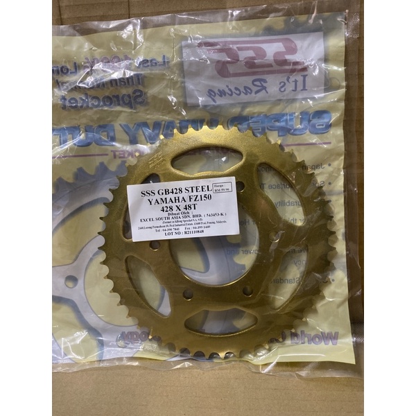 (6 รู)Yamaha Y15ZR / Y16ZR / FZ150 / Monenas Z15GT SSS 428 เฟืองทองเหล็ก