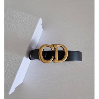 (ผ่อน0%) เข็มขัด หนังแท้ สีดำ อะไหล่ทอง NEW DIOR SADDLE BELT size 2/90 cm