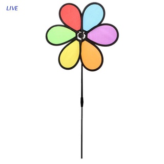 Live ของเล่น Windmill Spinner ลายดอกเดซี่สีรุ้งสําหรับตกแต่งสวน