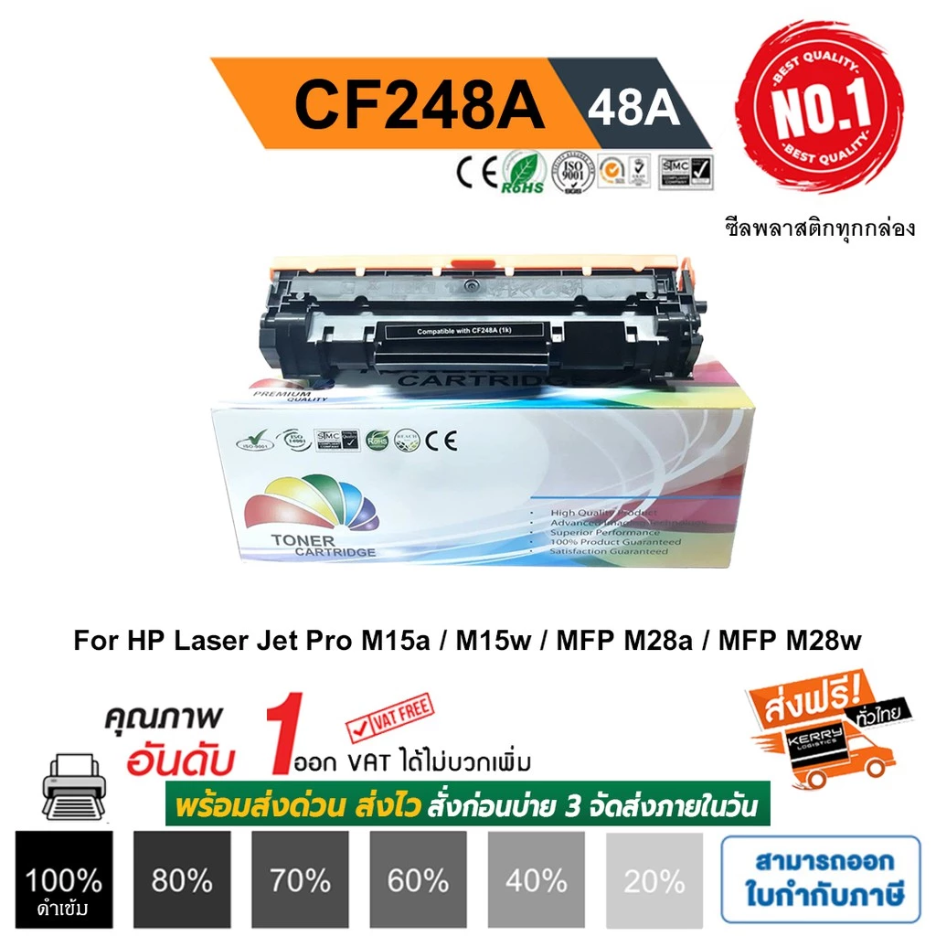 CF248A (48A) รุ่น M15a, M15w, M28a, M28w สีดำเข้ม คุณภาพสูง PREMIUM