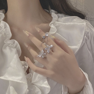 เครื่องประดับแฟชั่นสตรีแหวนโซ่จี้ผีเสื้อคริสตัล Rhinestone