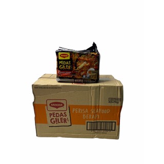 MAGGI Pedas  Giler Seafood บรรจุ 76g สีดำ-ส้ม สินค้านำเข้าจากมาเลเซีย 1ลัง/บรรจุ 8 แพค/จำนวน 40 ซอง ราคาส่งยกลังพร้อมส่ง